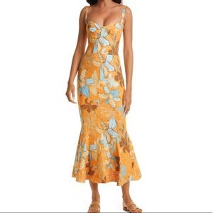 NWOT: Isla & White Floral Agwe Dress in Orange Lillies